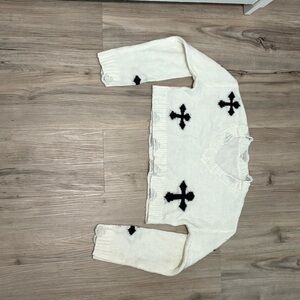 SHEIN White and Black Long Sleeve Sweater